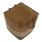 Cobbler Pouf - Brown Leather, Tan Canvas