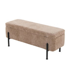 Daniella Storage Bench - Black Steel, Brown Fabric