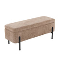 Daniella Storage Bench - Black Steel, Brown Fabric