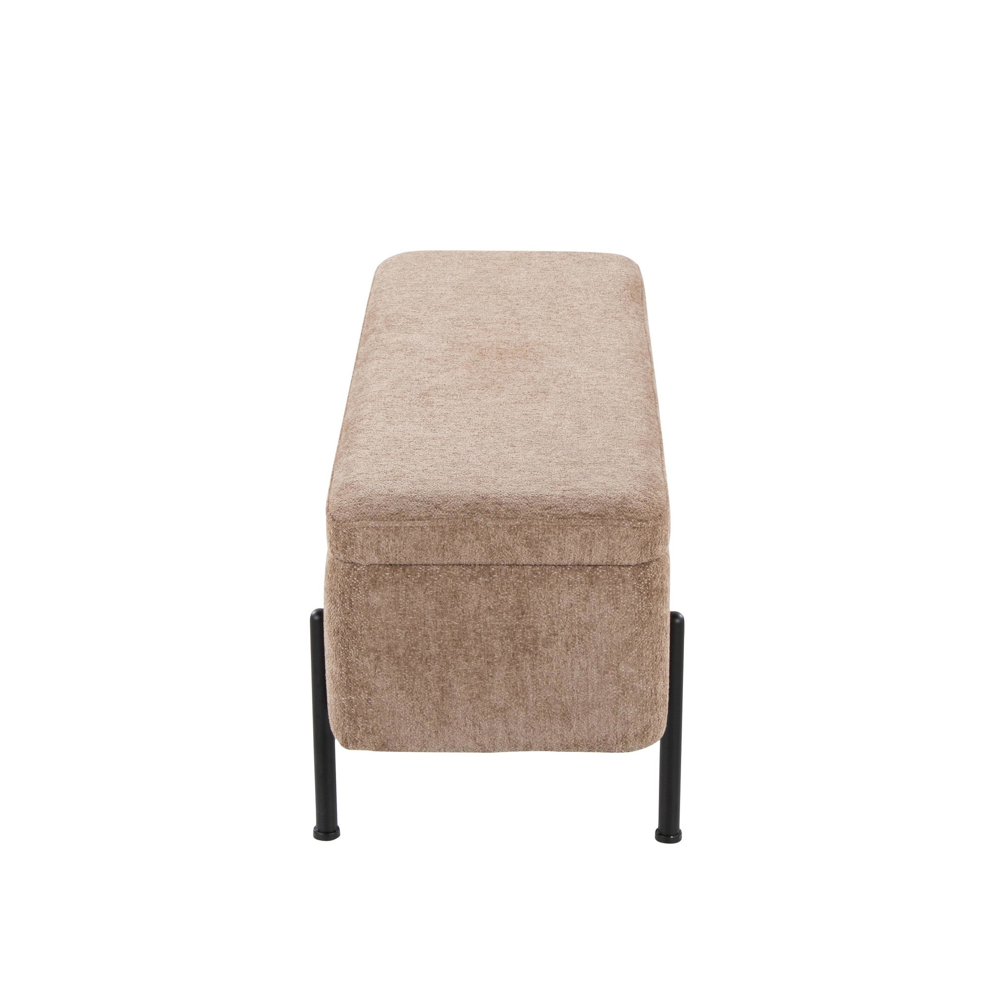 Daniella Storage Bench - Black Steel, Brown Fabric