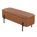 Daniella Storage Bench - Black Steel, Camel PU