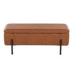 Daniella Storage Bench - Black Steel, Camel PU