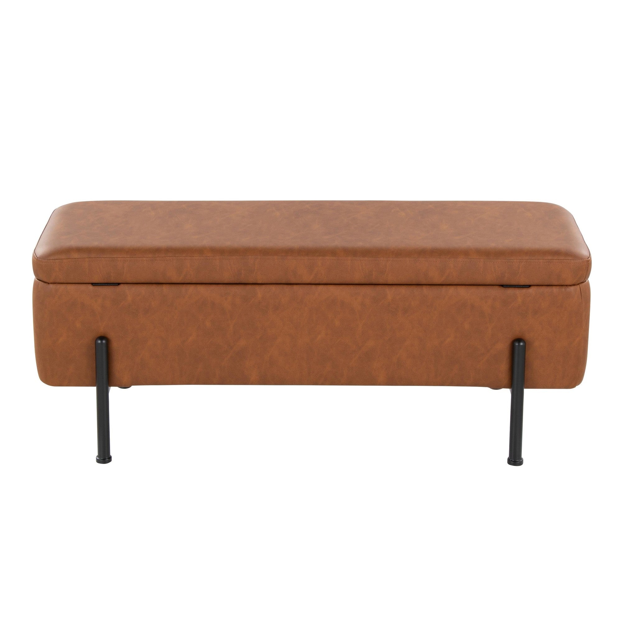 Daniella Storage Bench - Black Steel, Camel PU