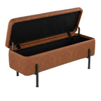 Daniella Storage Bench - Black Steel, Camel PU