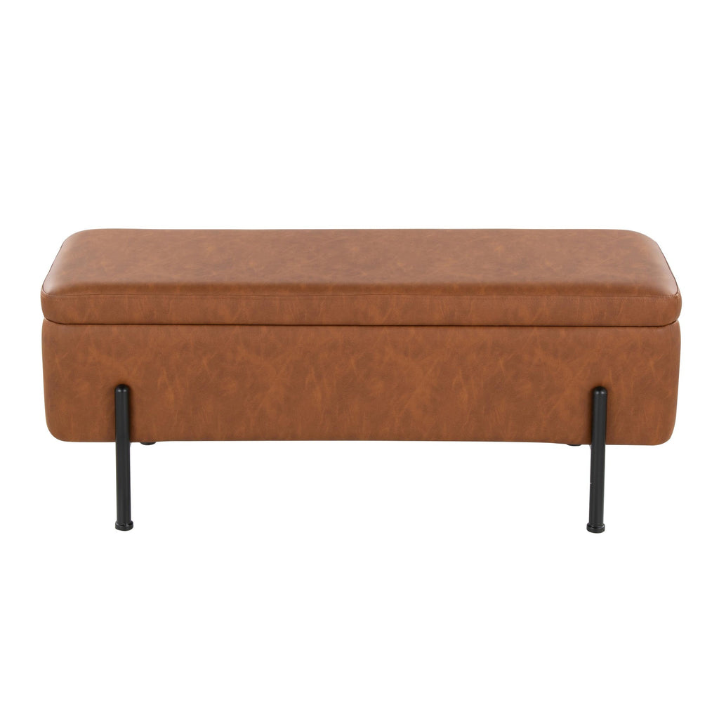 Daniella Storage Bench - Black Steel, Camel PU