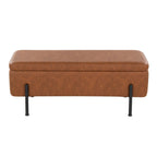 Daniella Storage Bench - Black Steel, Camel PU