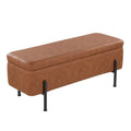 Daniella Storage Bench - Black Steel, Camel PU