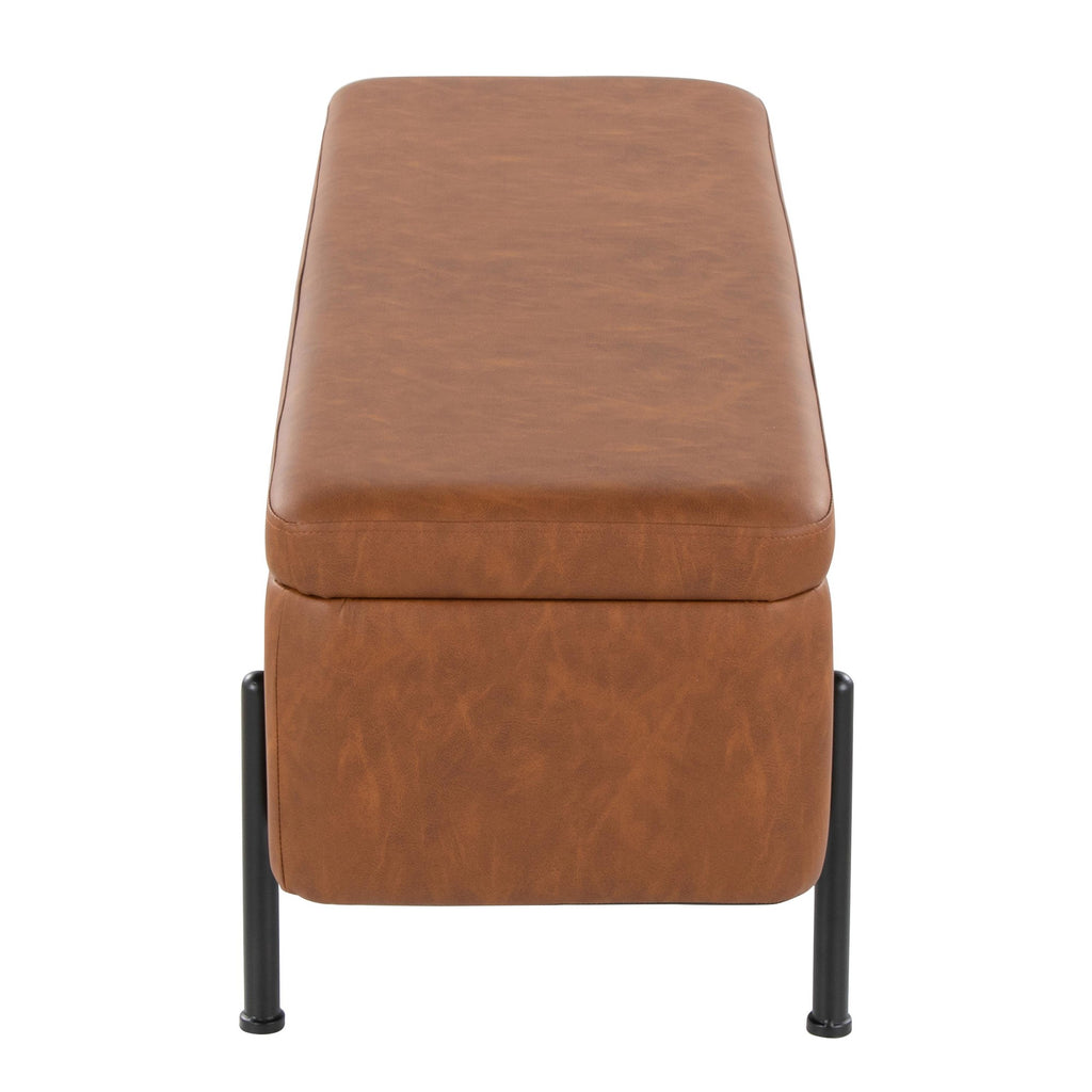 Daniella Storage Bench - Black Steel, Camel PU
