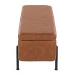 Daniella Storage Bench - Black Steel, Camel PU