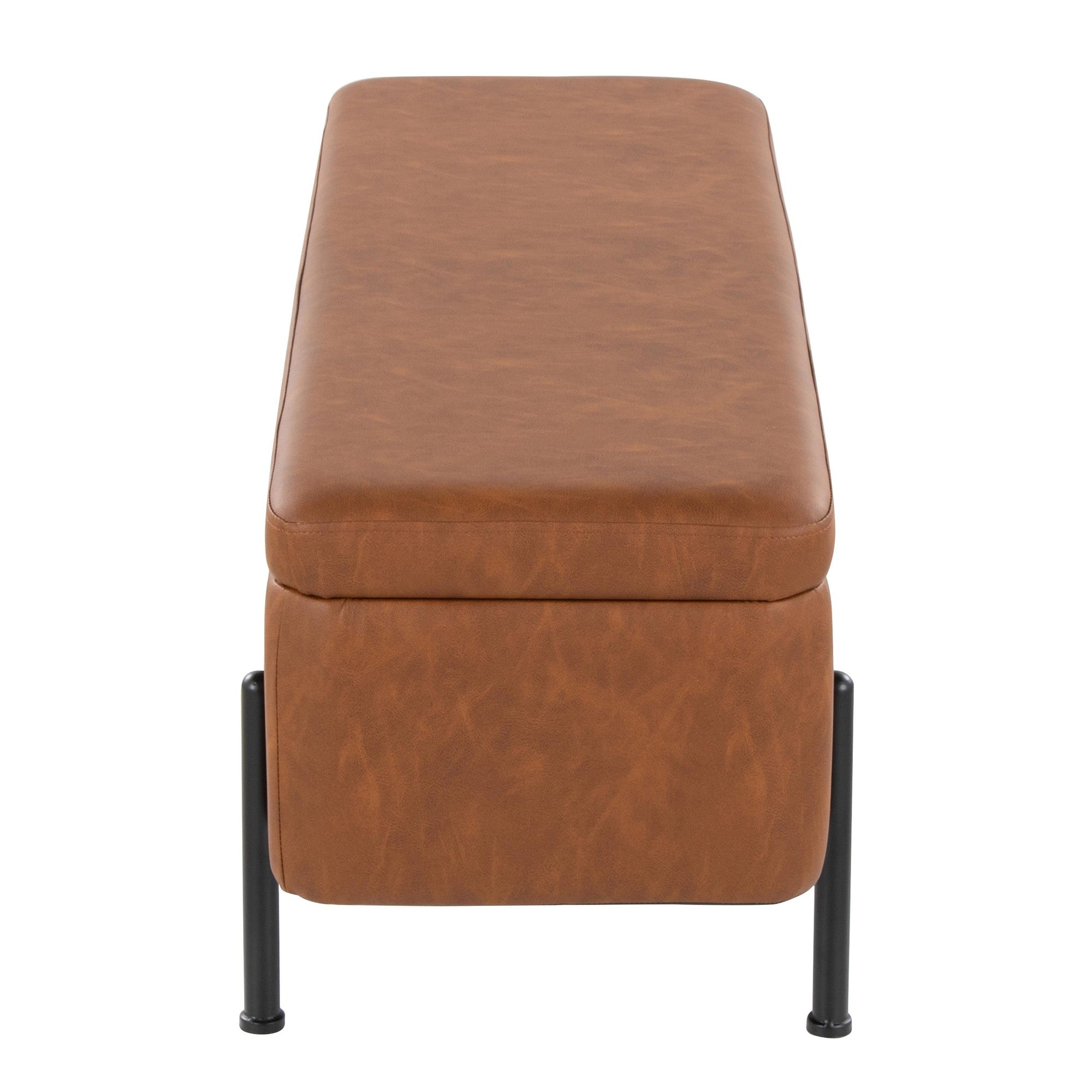 Daniella Storage Bench - Black Steel, Camel PU