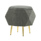 Diamond Ottoman - Gold Metal, Green Fabric