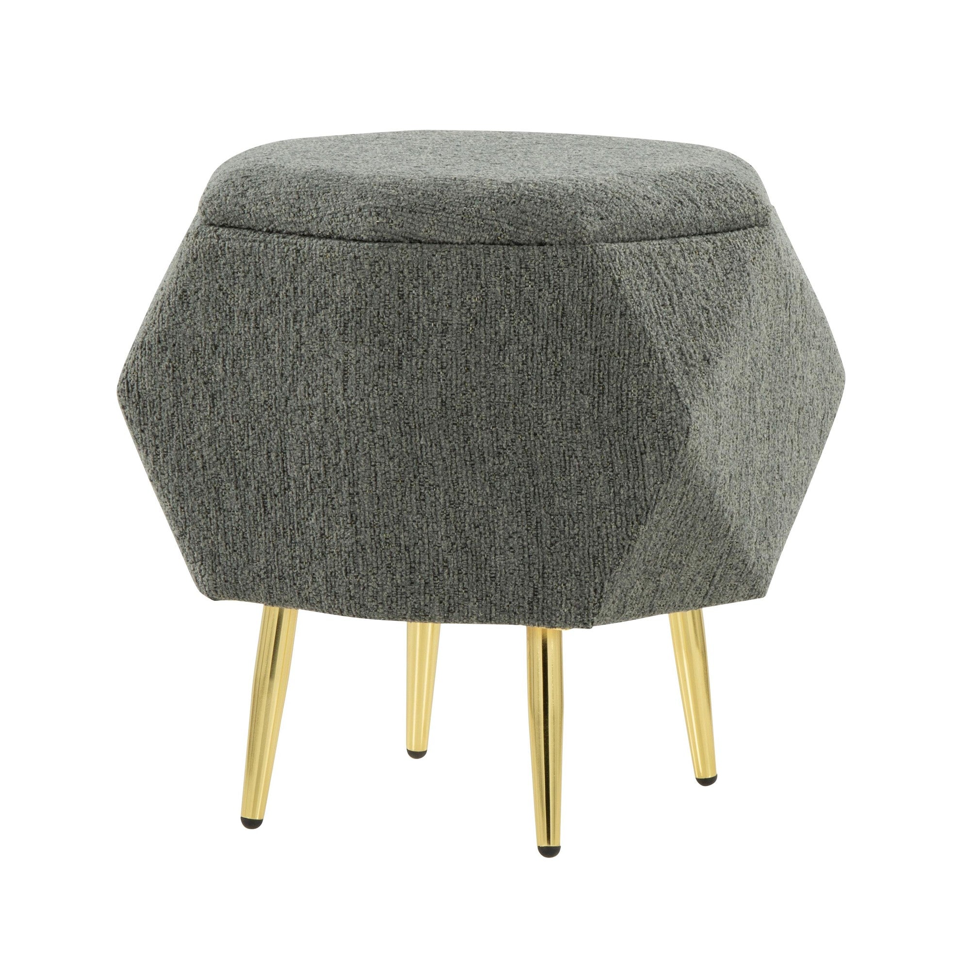 Diamond Ottoman - Gold Metal, Green Fabric