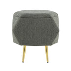 Diamond Ottoman - Gold Metal, Green Fabric