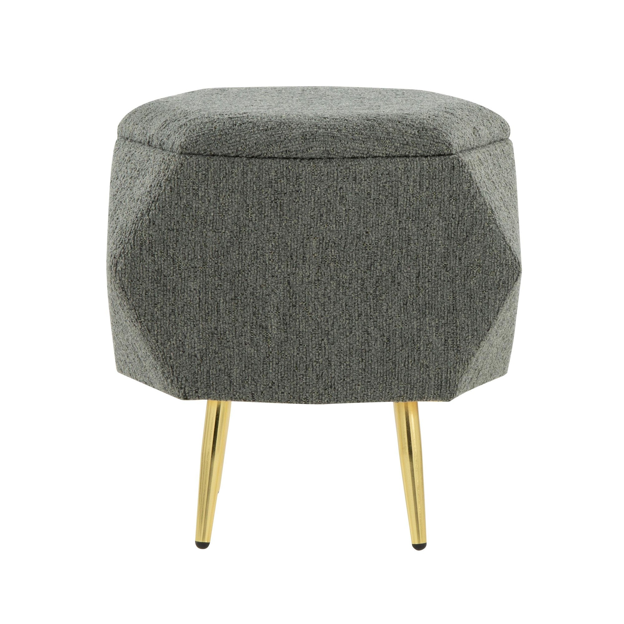 Diamond Ottoman - Gold Metal, Green Fabric