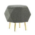 Diamond Ottoman - Gold Metal, Green Fabric