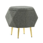 Diamond Ottoman - Gold Metal, Green Fabric