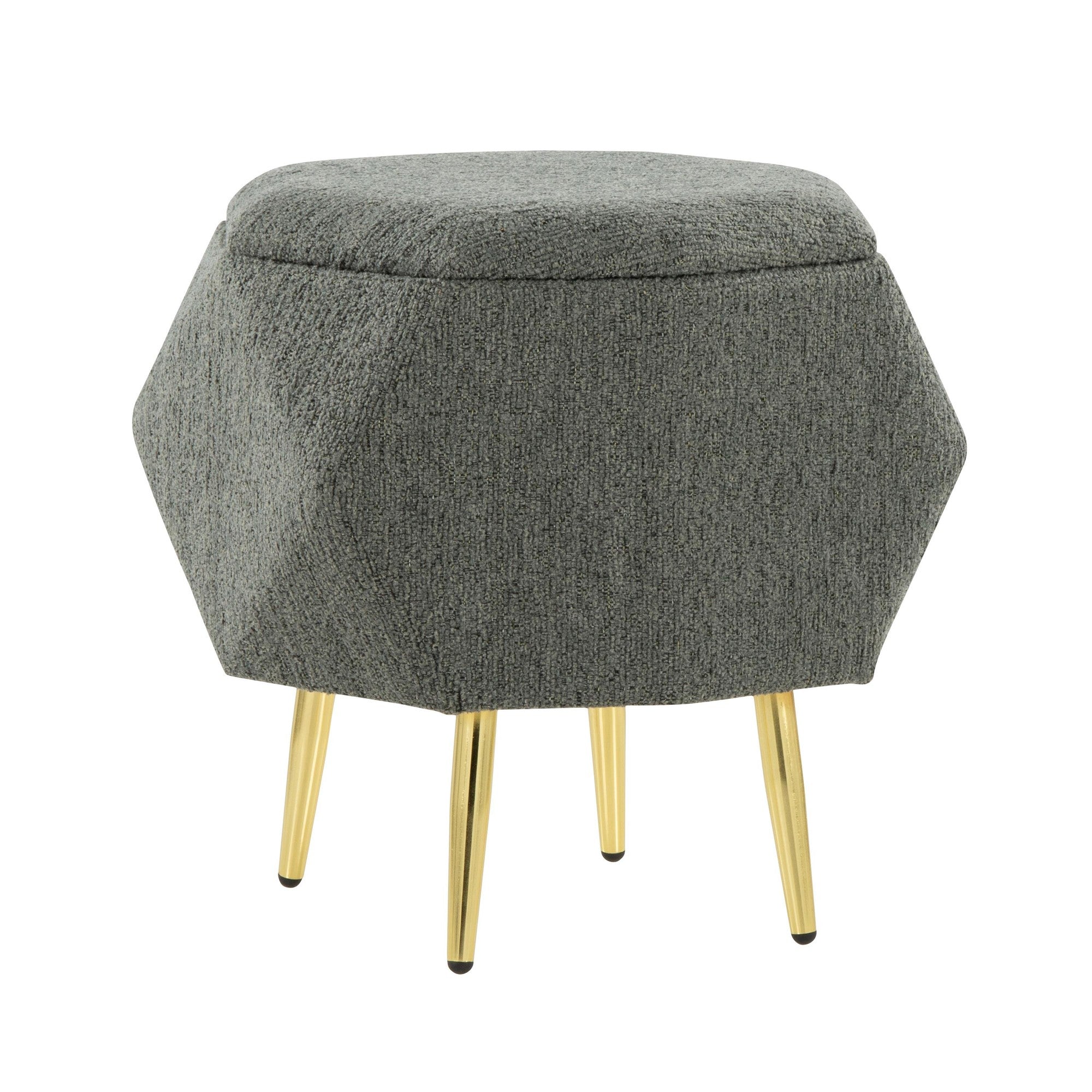 Diamond Ottoman - Gold Metal, Green Fabric