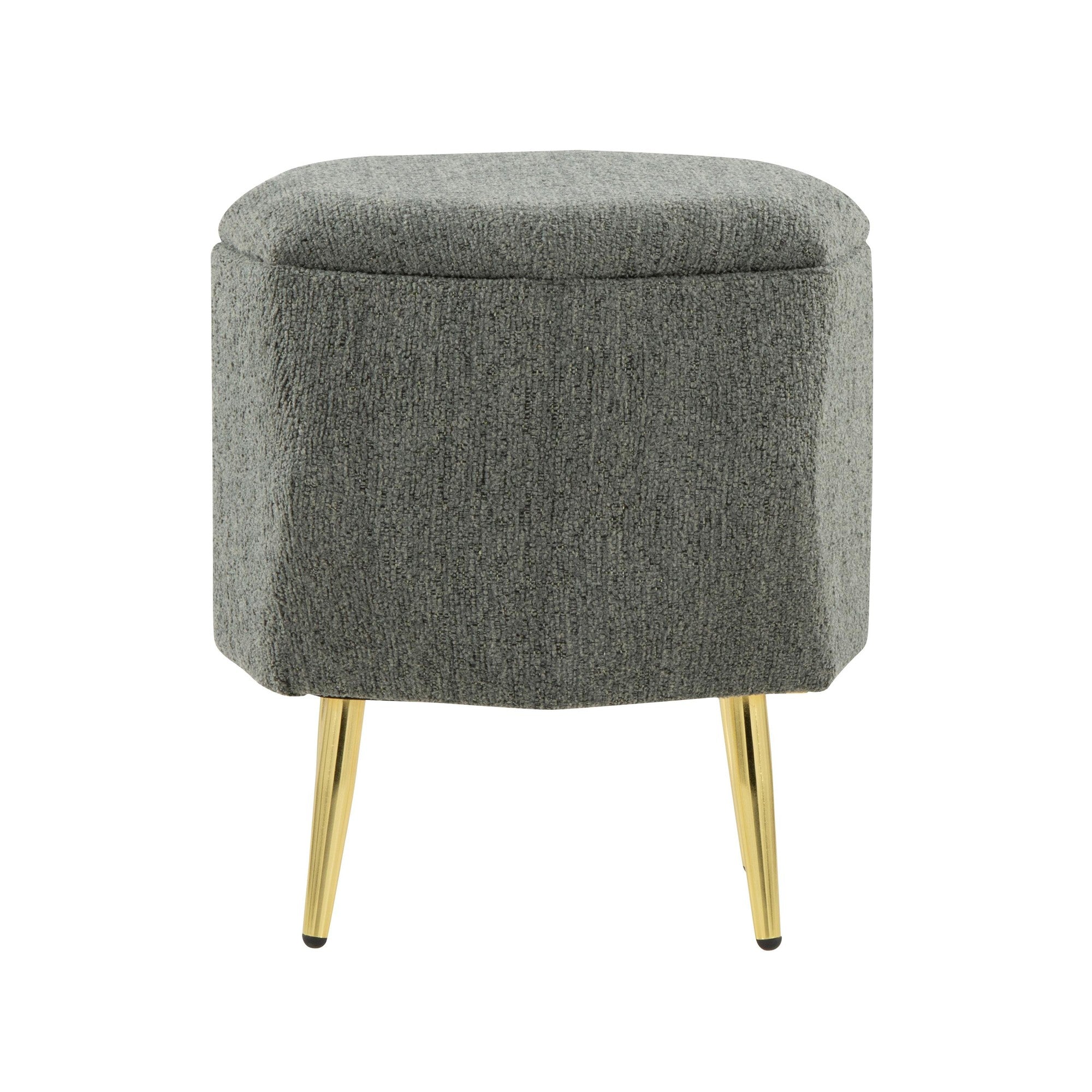 Diamond Ottoman - Gold Metal, Green Fabric