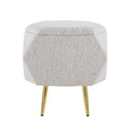 Diamond Ottoman - Gold Metal, Light Grey Fabric