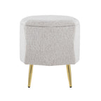 Diamond Ottoman - Gold Metal, Light Grey Fabric