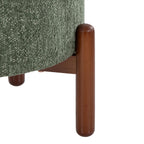 Daniella Wood Storage Ottoman - Walnut Wood, Green Fabric