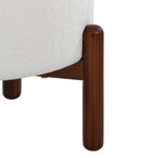 Daniella Wood Storage Ottoman - Walnut Wood, White Fabric