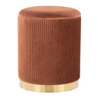 Marla Nesting Pleated Ottoman Set - Gold Metal, Light Brown Velvet