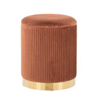 Marla Nesting Pleated Ottoman Set - Gold Metal, Light Brown Velvet