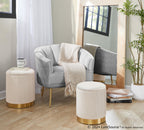 Tania Pleated Waves Accent Chair - Gold Steel, Silver Velvet