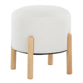 Michelle Terry Ottoman - Natural Wood, Cream Fabric
