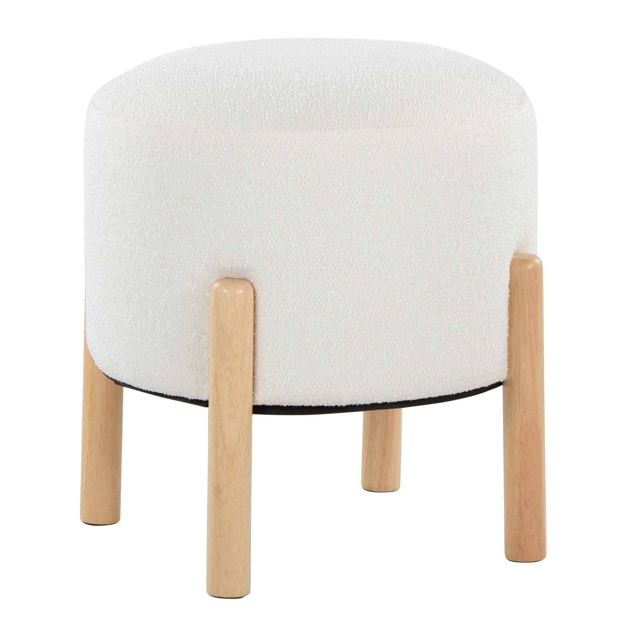 Michelle Terry Ottoman - Natural Wood, Cream Fabric