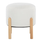 Michelle Terry Ottoman - Natural Wood, Cream Fabric
