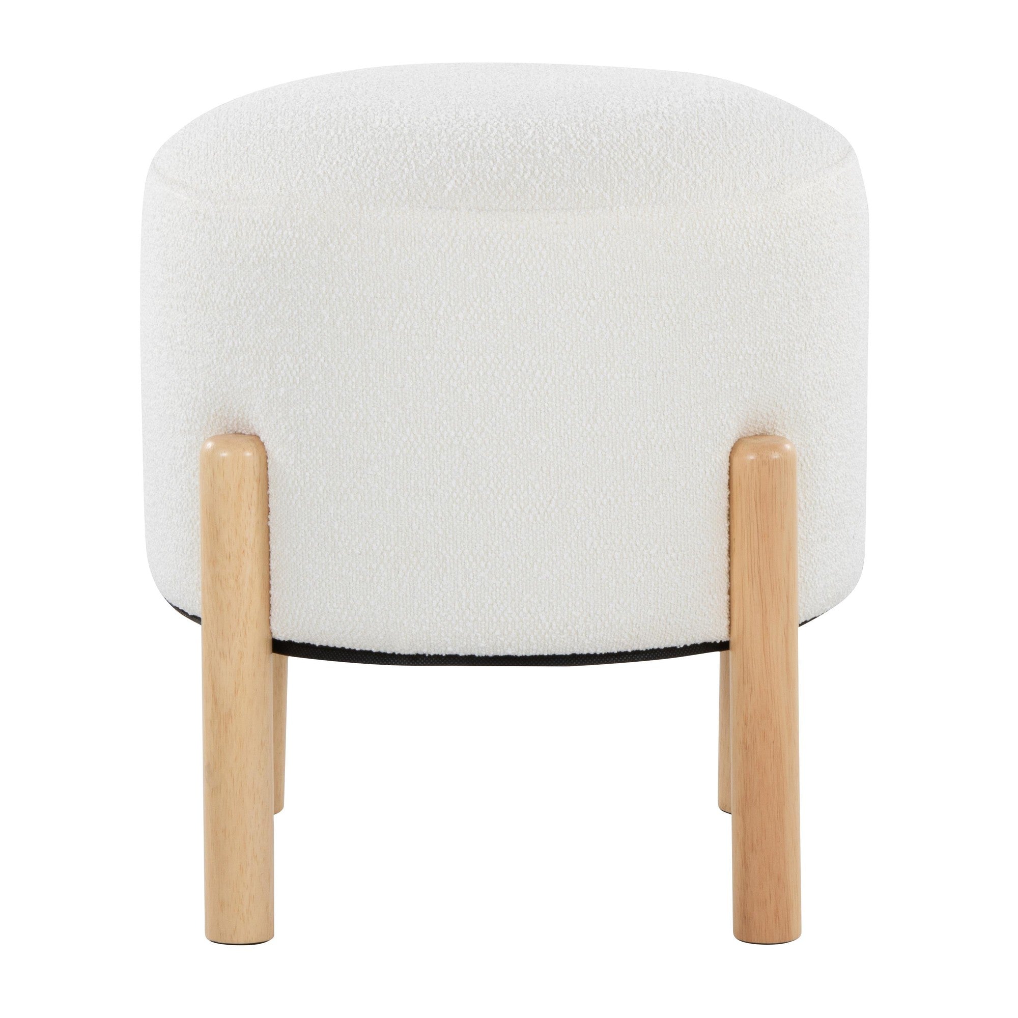 Michelle Terry Ottoman - Natural Wood, Cream Fabric
