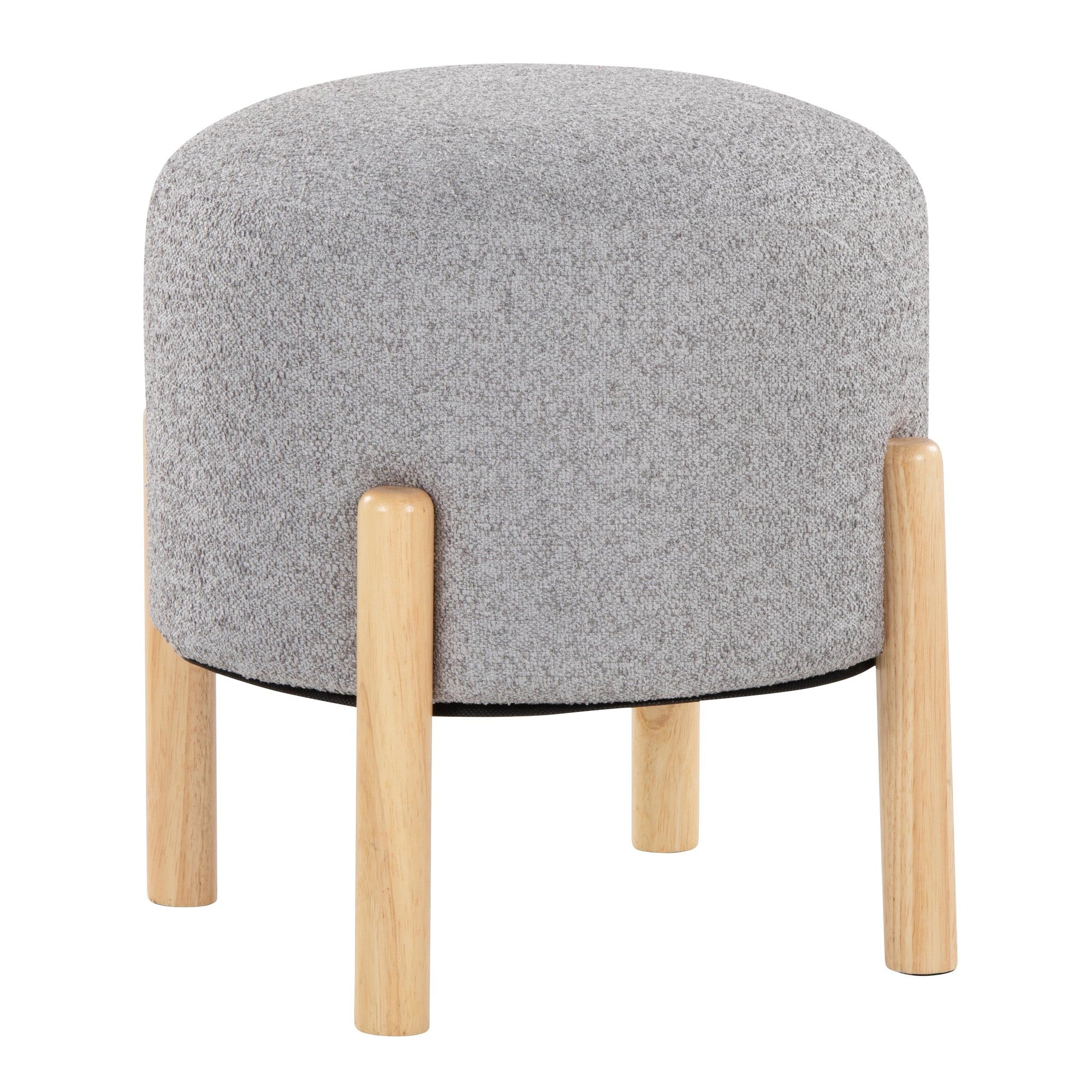 Michelle Terry Ottoman - Natural Wood, Light Grey Fabric