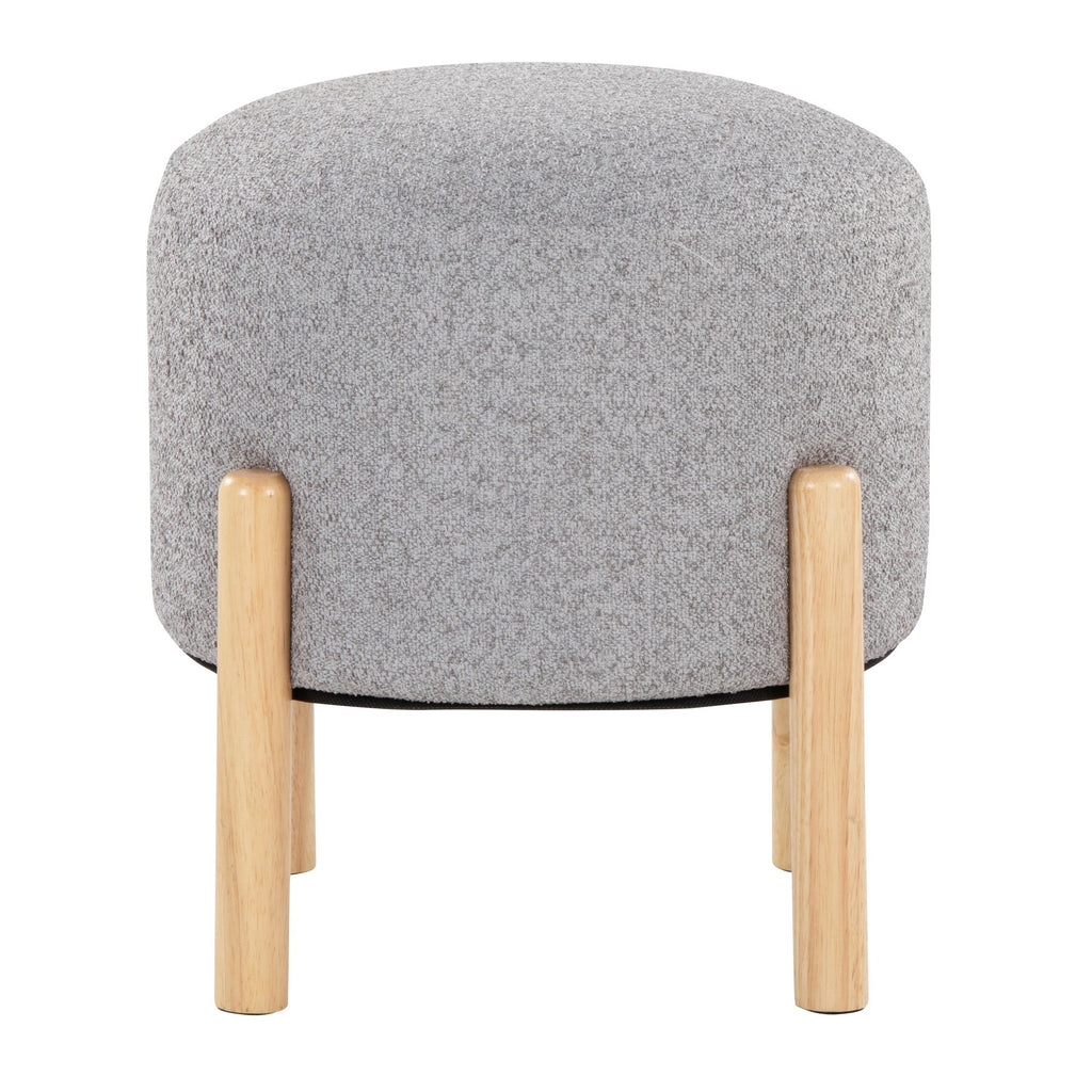 Michelle Terry Ottoman - Natural Wood, Light Grey Fabric
