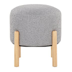 Michelle Terry Ottoman - Natural Wood, Light Grey Fabric