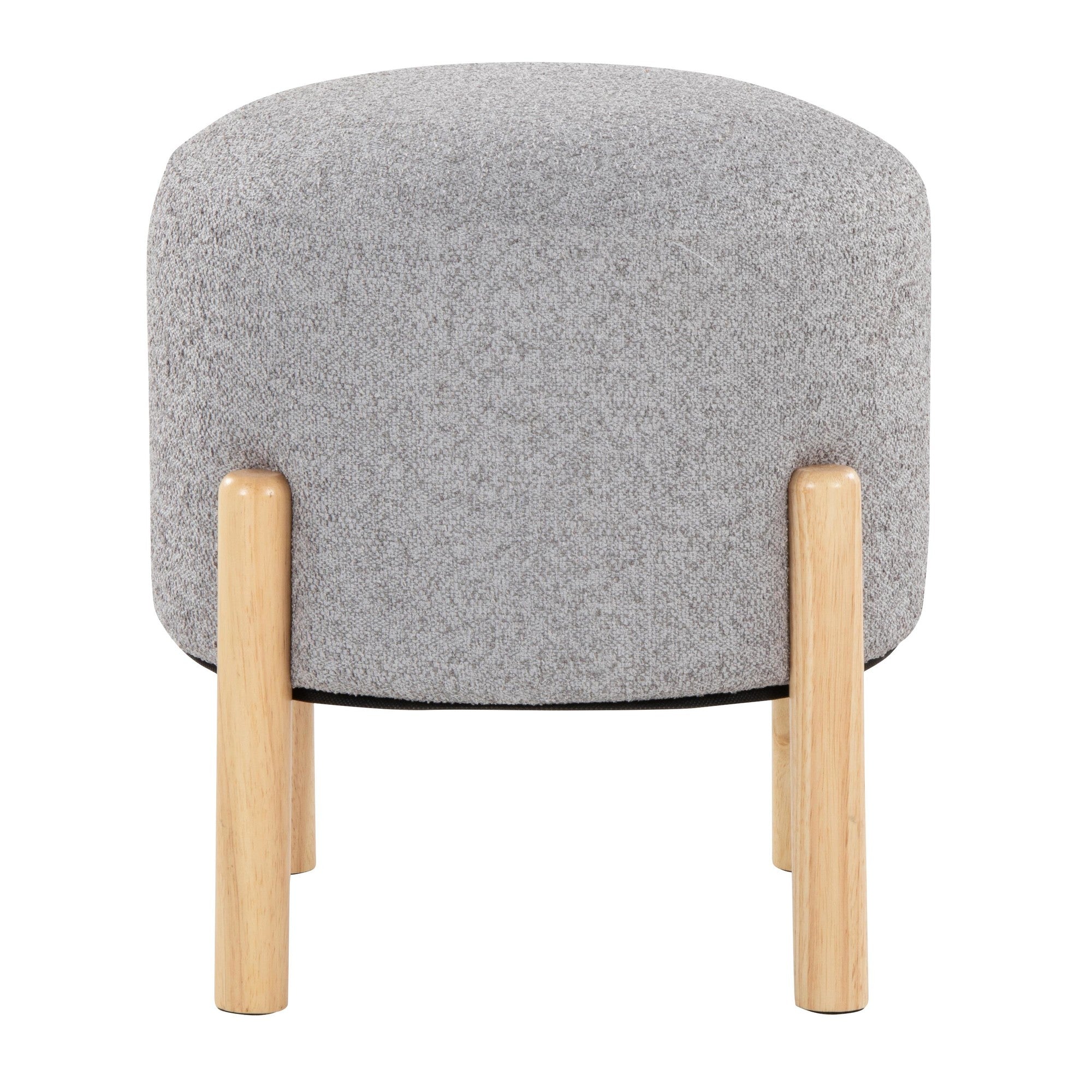 Michelle Terry Ottoman - Natural Wood, Light Grey Fabric