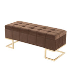Midas Storage Bench - Gold Steel, Brown Velvet