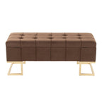 Midas Storage Bench - Gold Steel, Brown Velvet