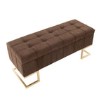 Midas Storage Bench - Gold Steel, Brown Velvet