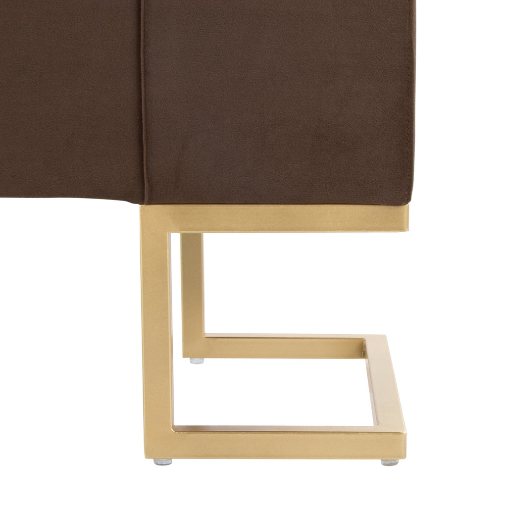 Midas Storage Bench - Gold Steel, Brown Velvet