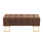 Midas Storage Bench - Gold Steel, Brown Velvet