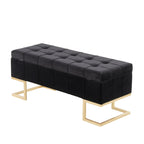 Midas Storage Bench - Gold Metal, Black Velvet