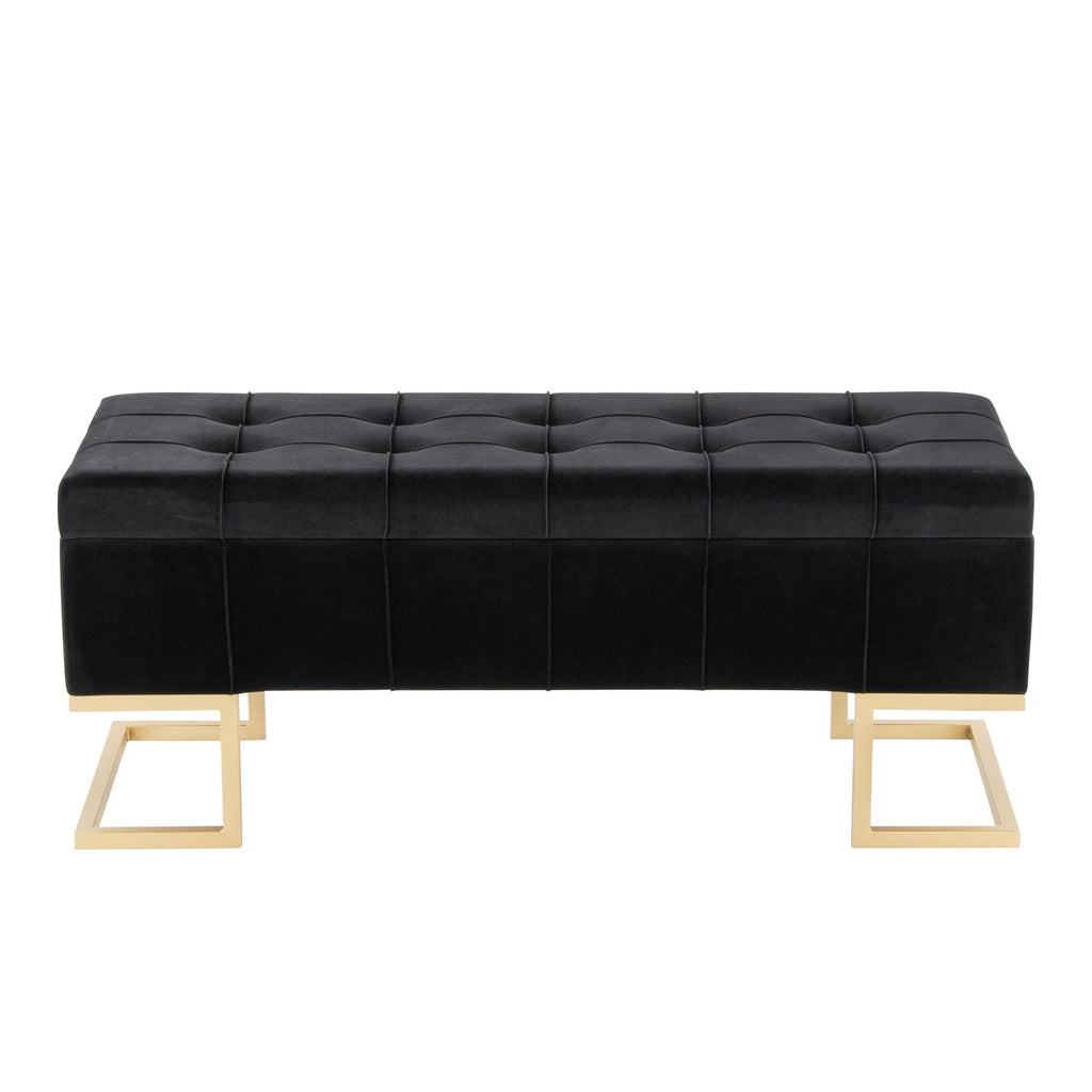Midas Storage Bench - Gold Metal, Black Velvet