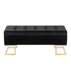 Midas Storage Bench - Gold Metal, Black Velvet