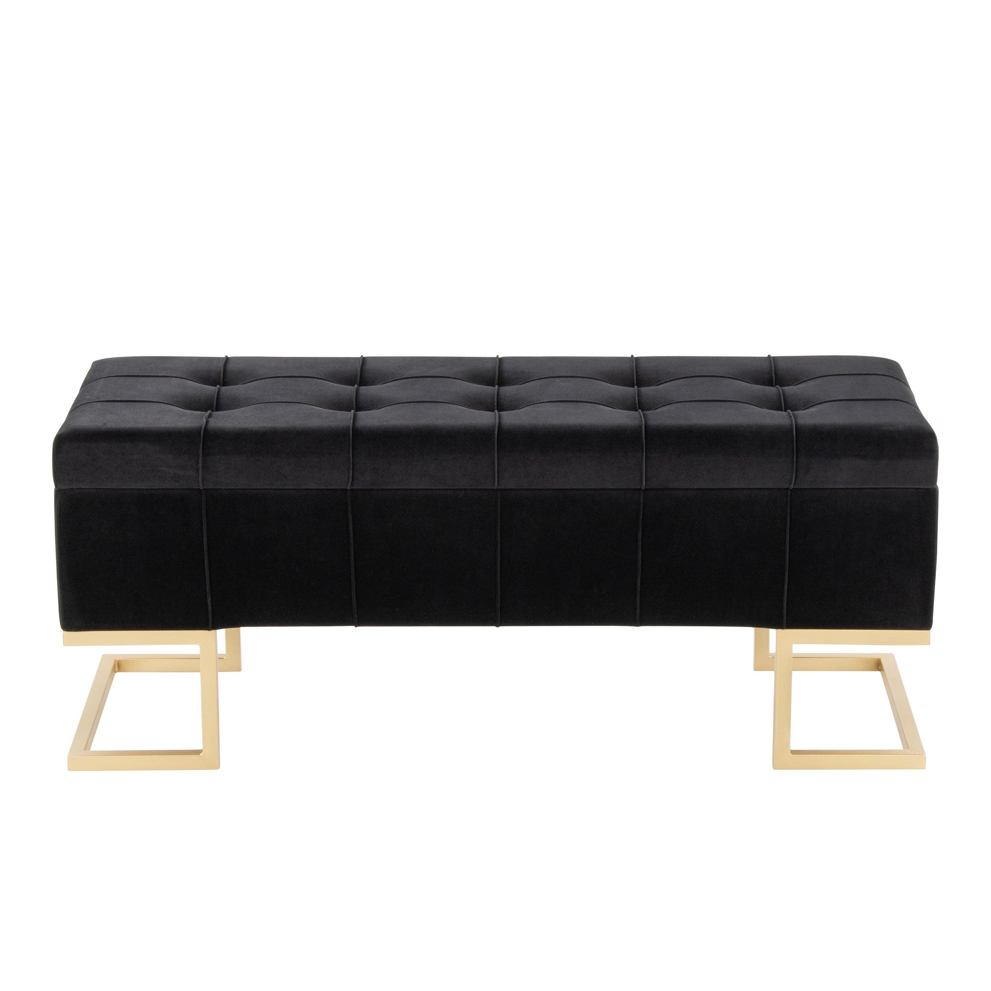 Midas Storage Bench - Gold Metal, Black Velvet