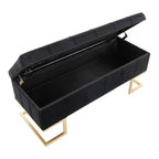 Midas Storage Bench - Gold Metal, Black Velvet