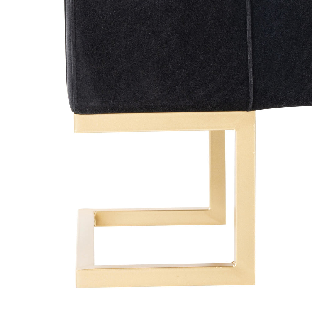 Midas Storage Bench - Gold Metal, Black Velvet