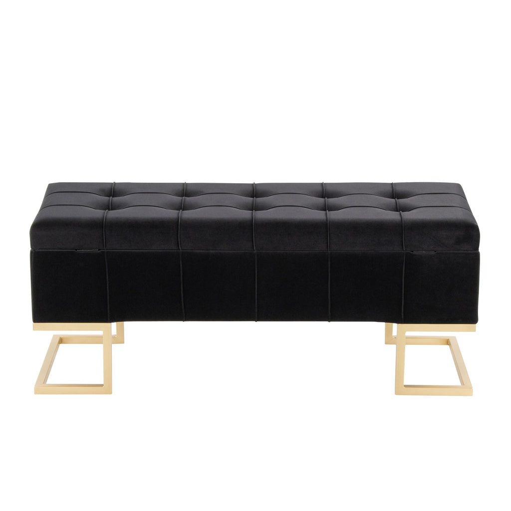 Midas Storage Bench - Gold Metal, Black Velvet