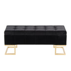Midas Storage Bench - Gold Metal, Black Velvet